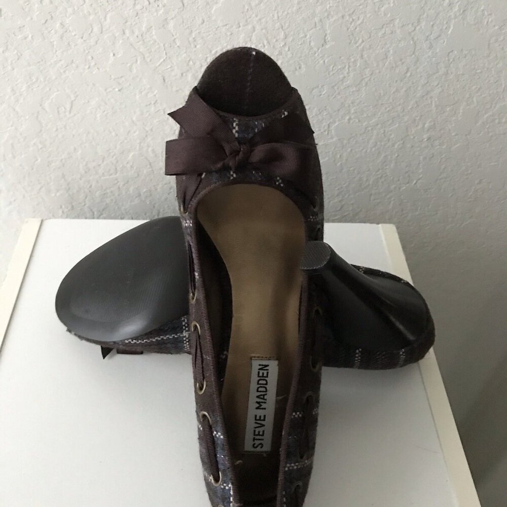 Steve Madden Ninna Peep Toe Heels Black Plaid Ribbon - Picture 11 of 12